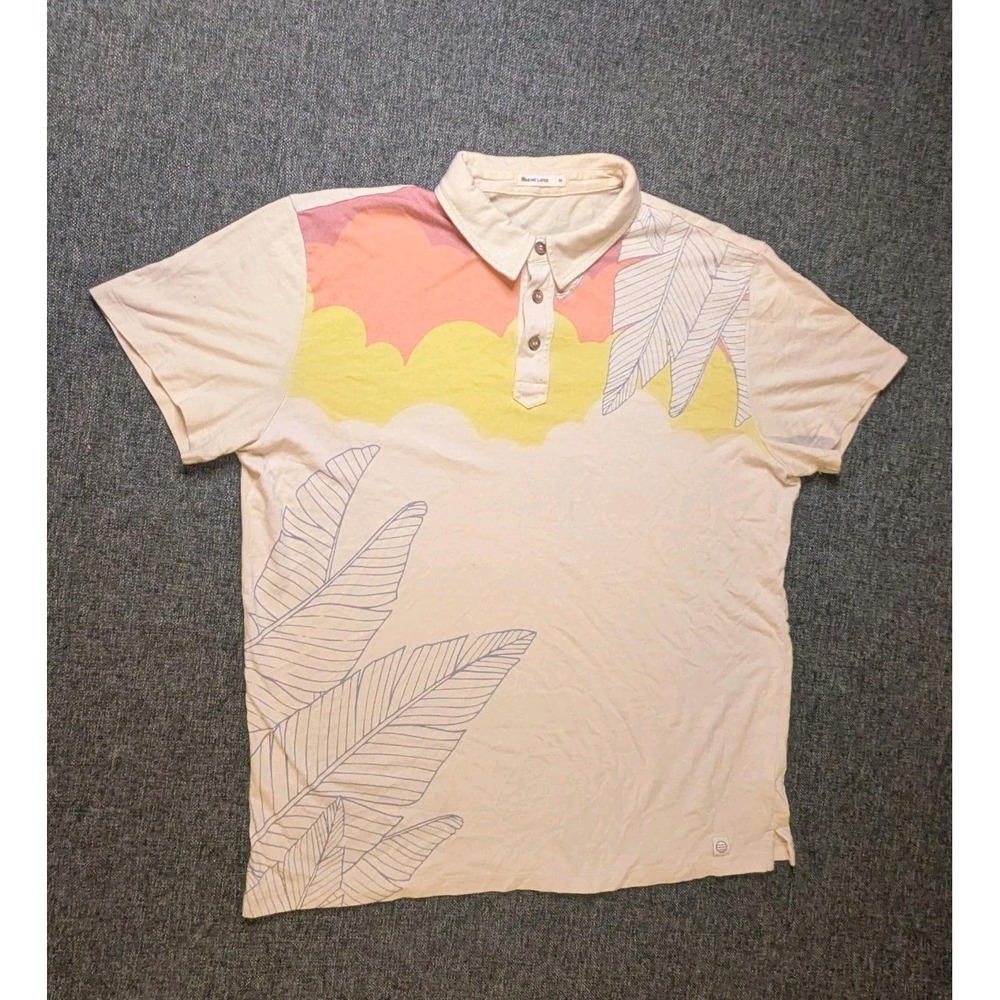 Marine Layer Floral Collared Polo Shirt Mens Size Medium Multicolor Button Tee